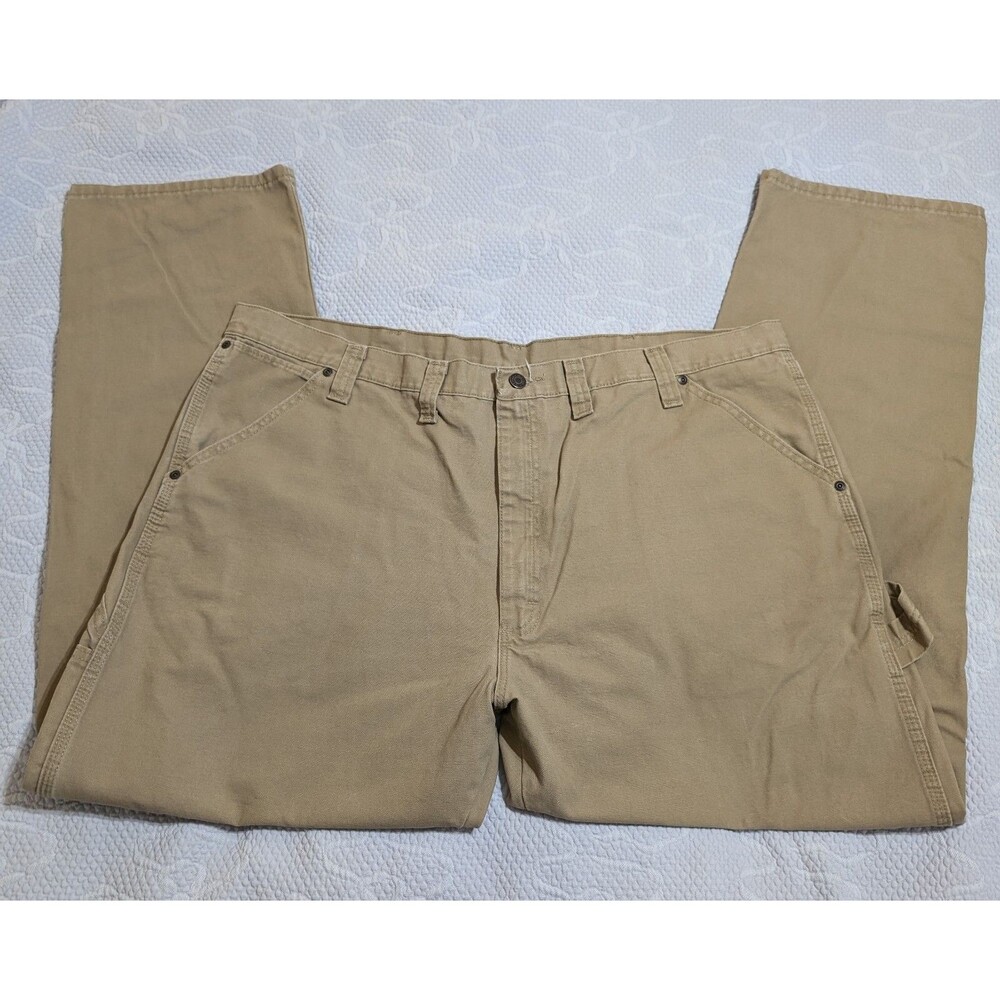 Vintage Wrangler Canvas Carpenter Pants 44 X 32 Khaki All Cotton Work Wear